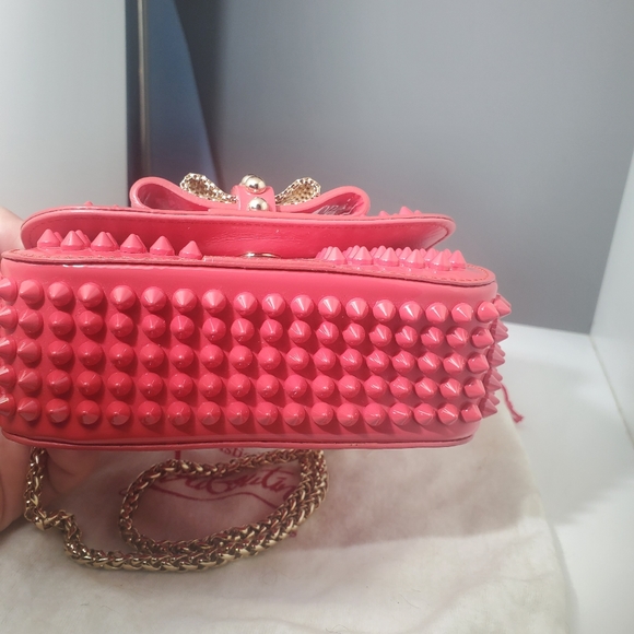 Christian Louboutin pink sweet charity studded chain clutch - Picture 7 of 11